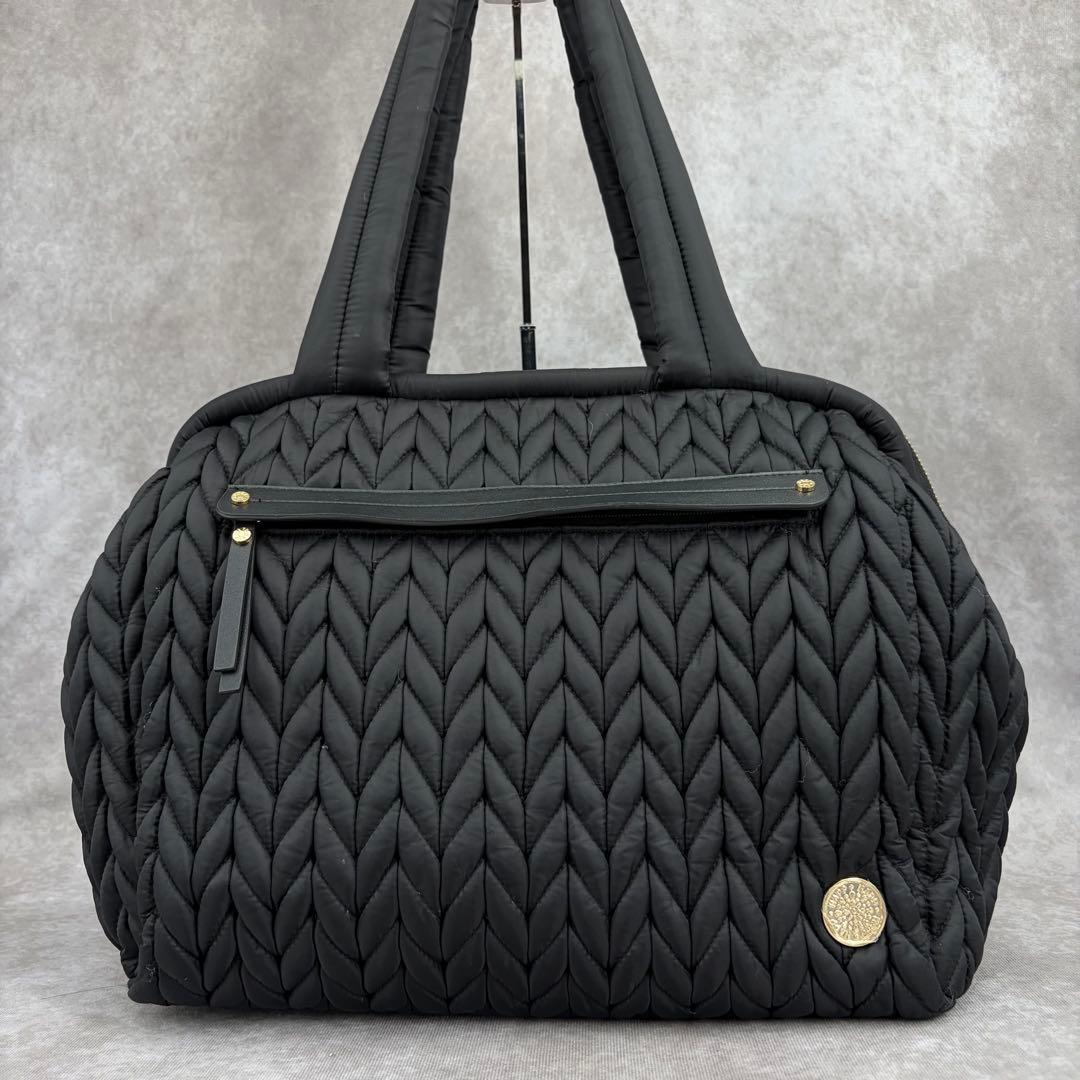 【良品✨】ハップ キルティング マザーズバッグ 2WAY ショルダー 黒