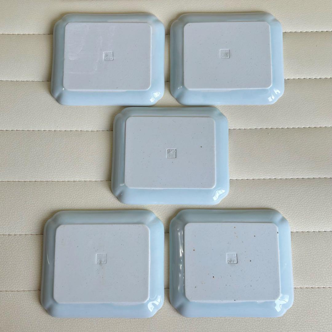 有田焼　幸楽窯　赤絵蛸唐草　銘々皿揃　5枚セット　小皿　角皿　長角皿　古伊万里