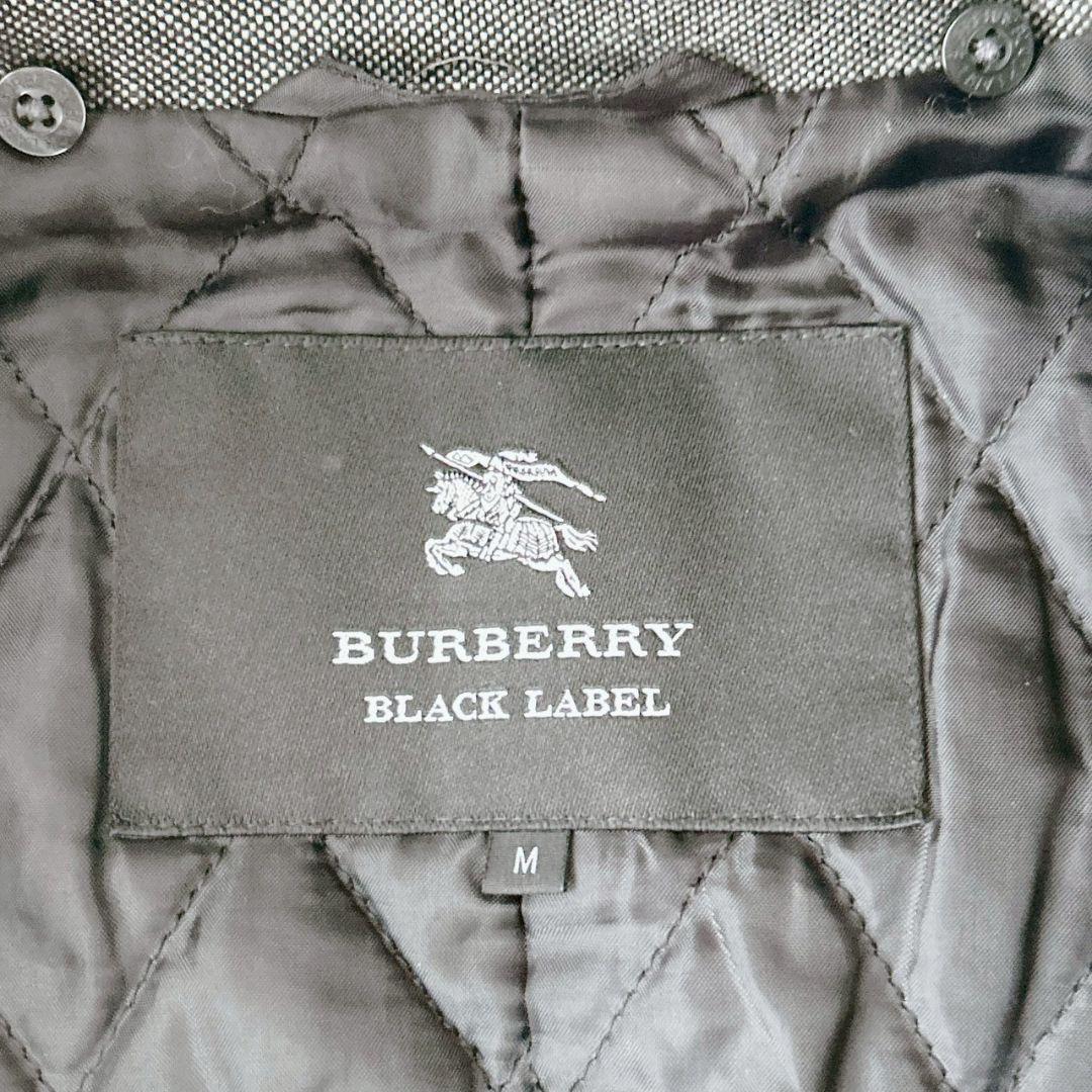 バーバリーブラックレーベル ラビットファー ステンカラーコート 中綿キルティング