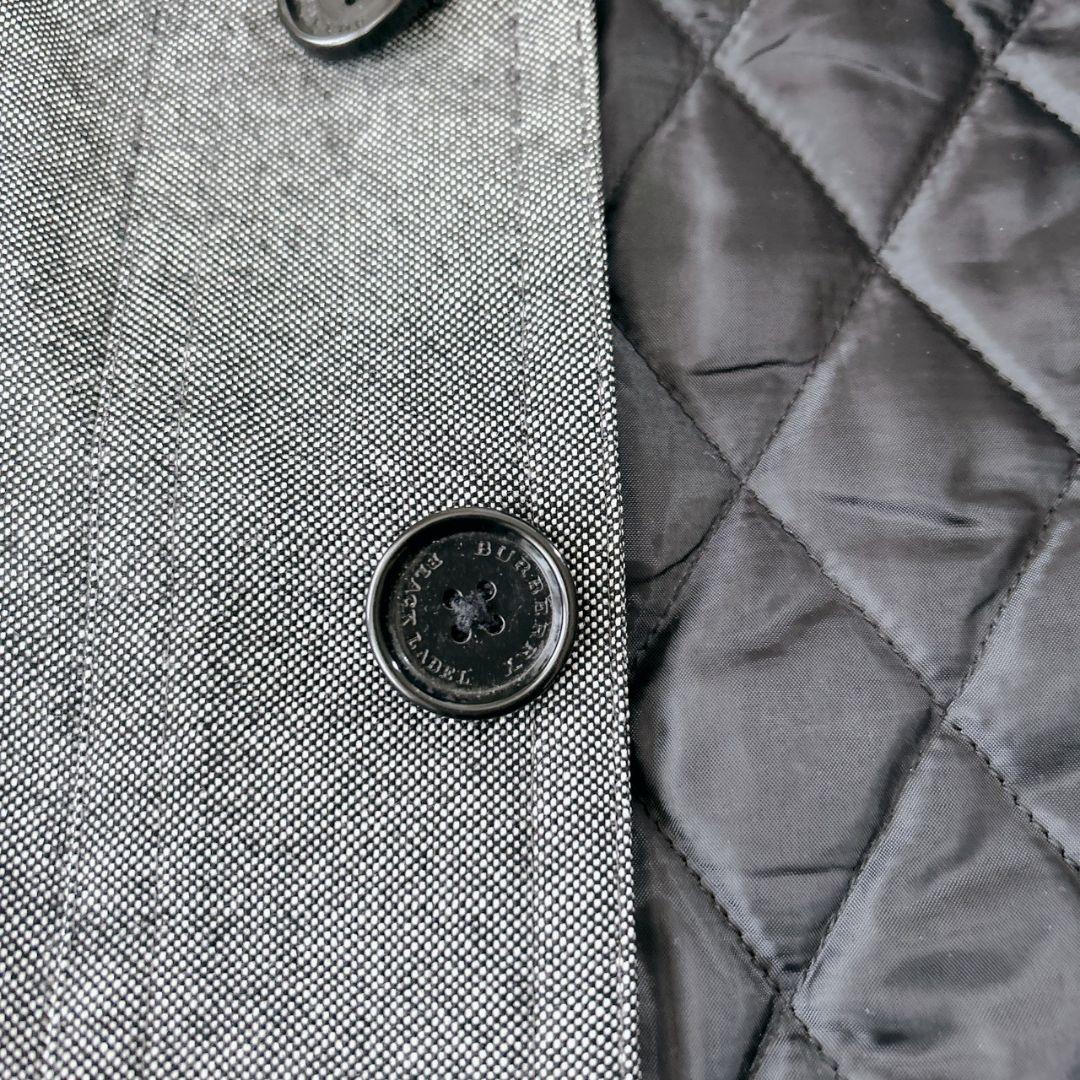 バーバリーブラックレーベル ラビットファー ステンカラーコート 中綿キルティング