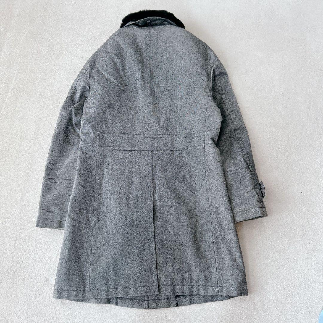 バーバリーブラックレーベル ラビットファー ステンカラーコート 中綿キルティング