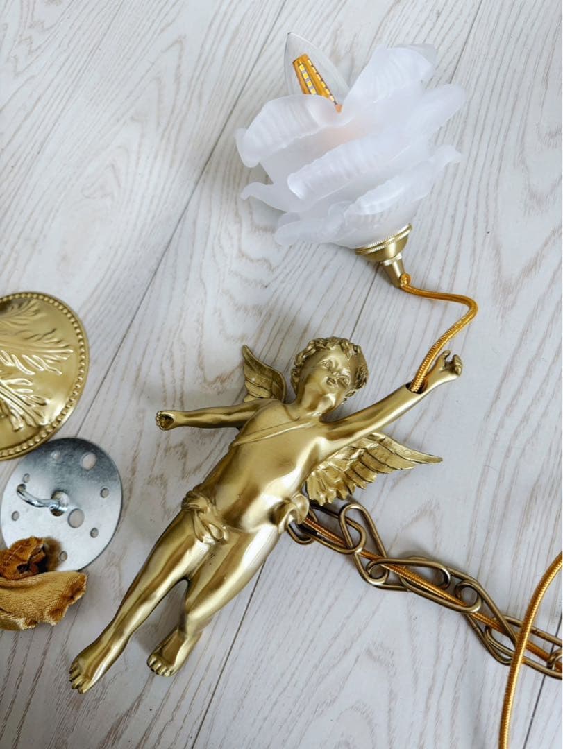 フレンチアンティーク 調天使のペンダントライト ロココ