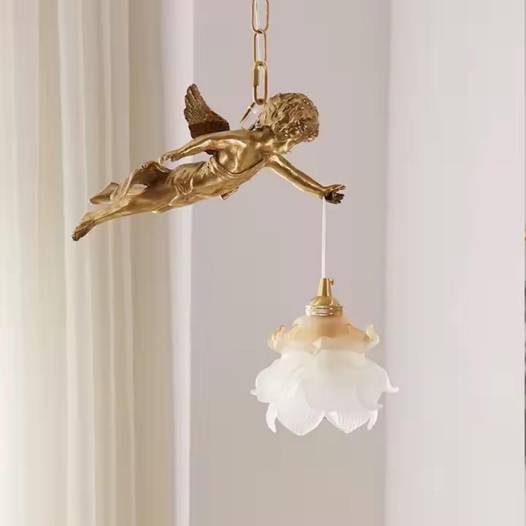 フレンチアンティーク 調天使のペンダントライト ロココ