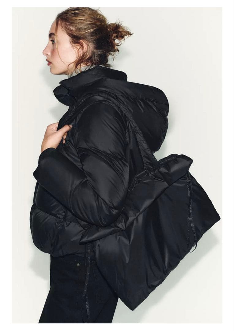 ZARA 撥水・防風フード付きショートダウンジャケット