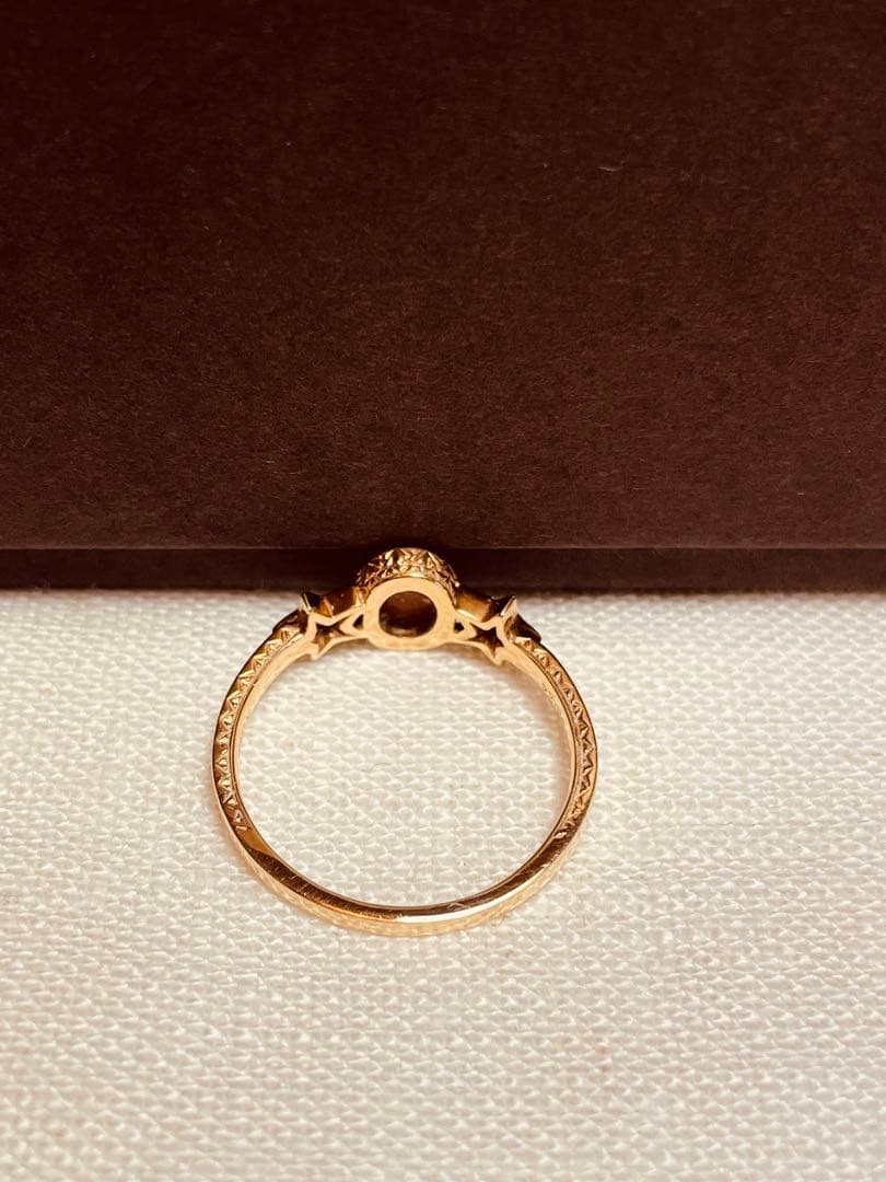 kadomi イタリアンシェルカメオリング K18ゴールド 星ダイヤモンド 指輪