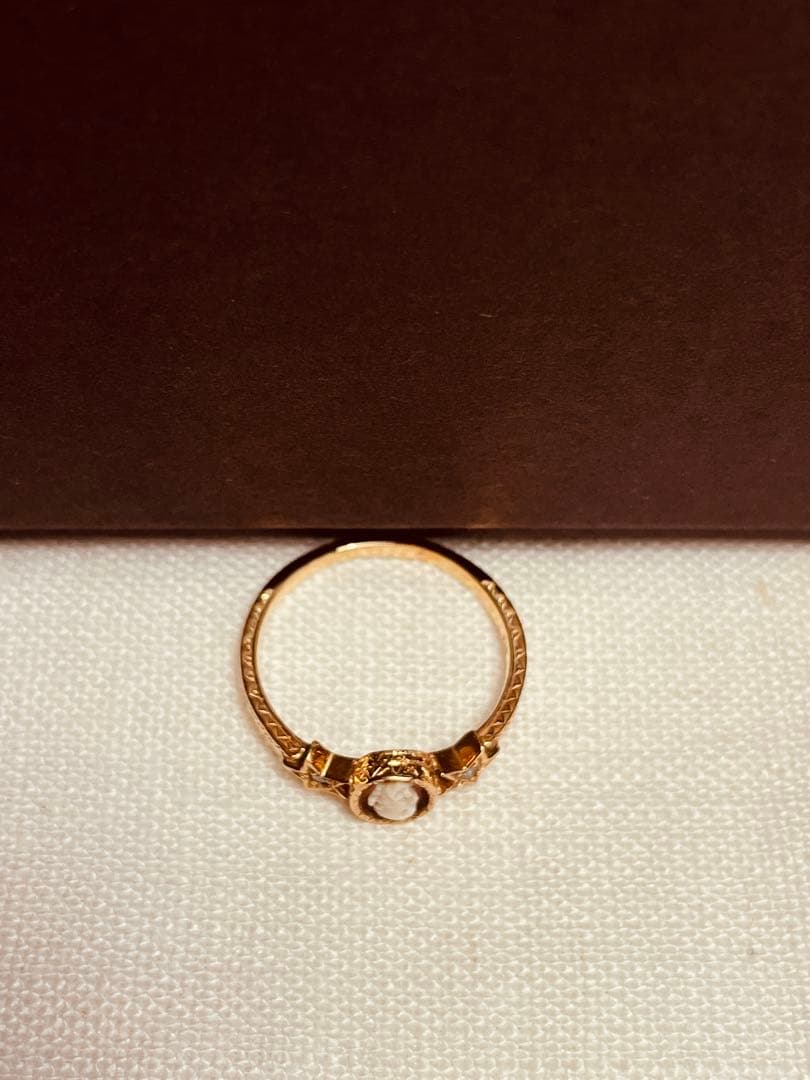 kadomi イタリアンシェルカメオリング K18ゴールド 星ダイヤモンド 指輪