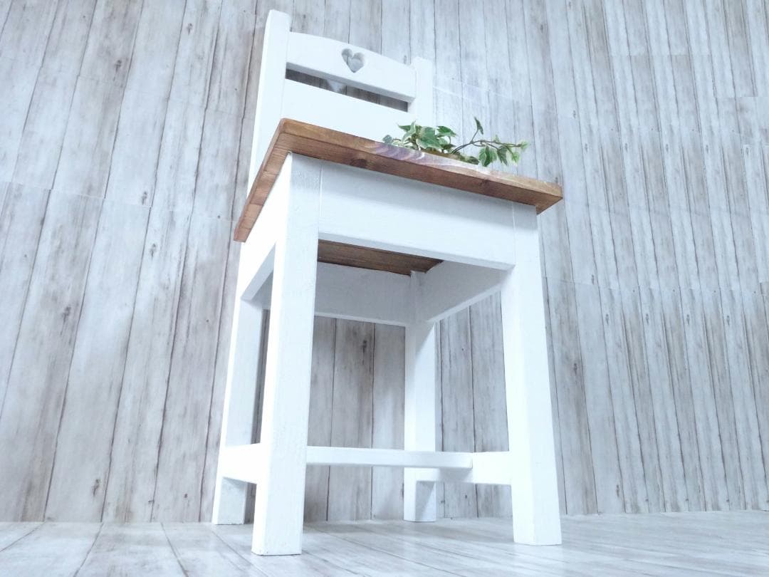 ハンドメイド 1人掛けチェア ハートタイプ（チーク×ホワイト）