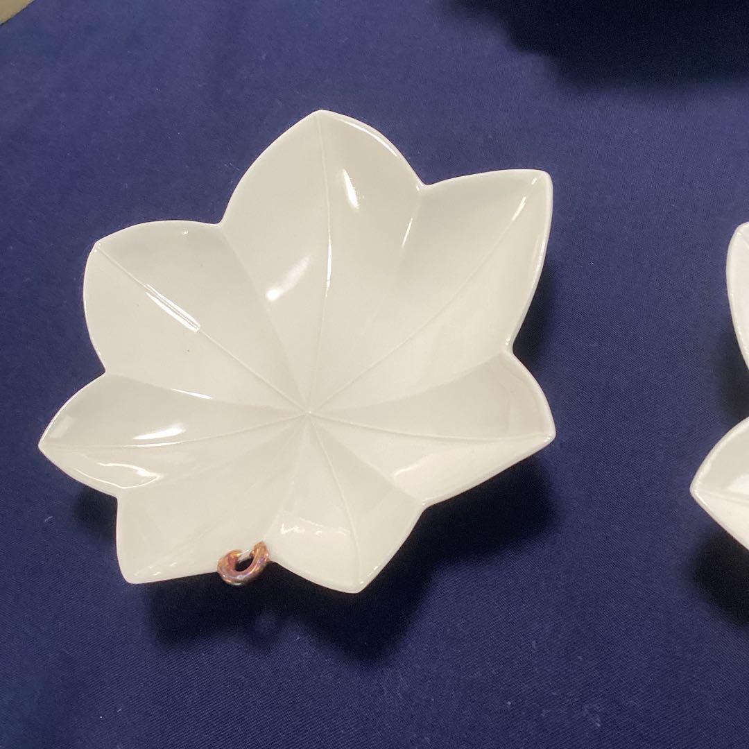 tama　　白釉紅葉型向付9客　　新品未使用