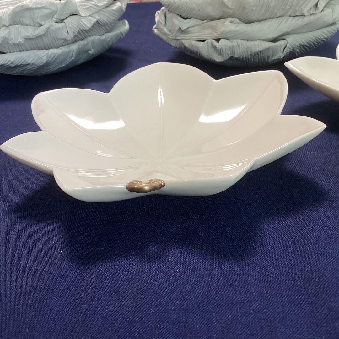 tama　　白釉紅葉型向付9客　　新品未使用