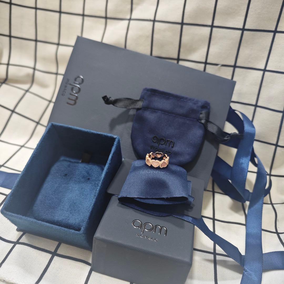 【 apm Monaco】ローズゴールド ハート型リング.（指輪 .54）