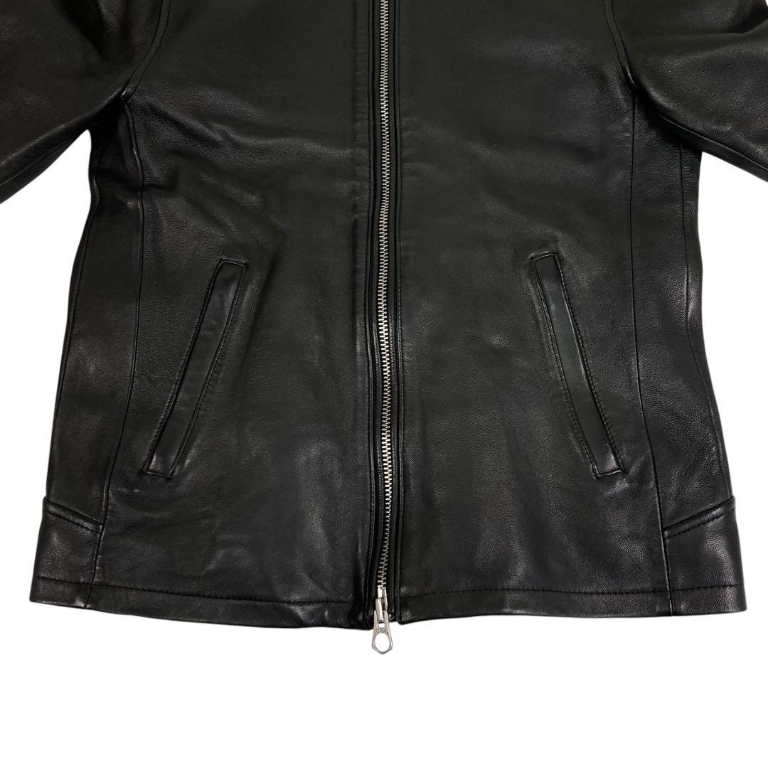 02M796◯ HARE ブラック 羊革 シングル ライダース レザージャケット