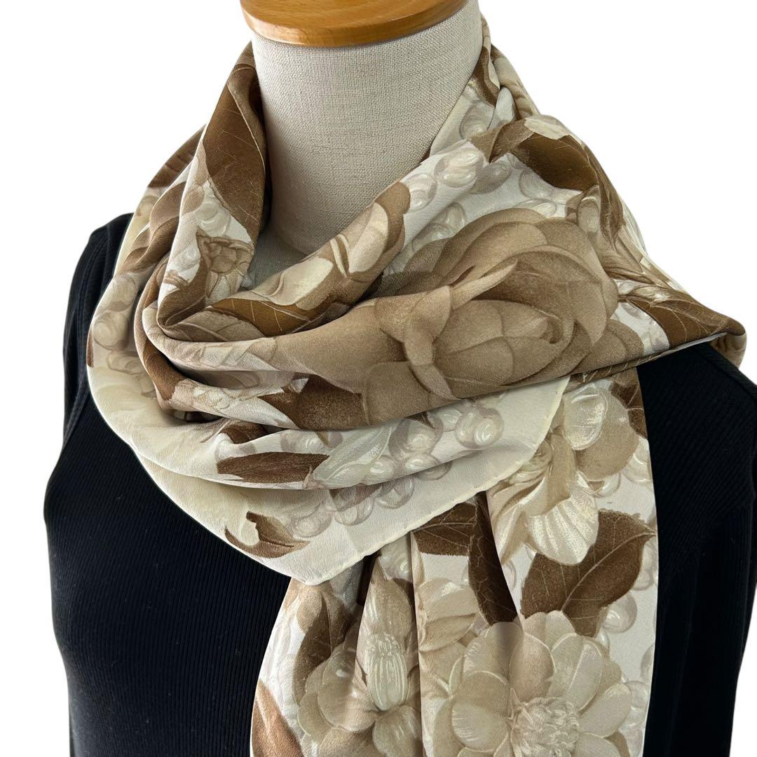 CHANEL シャネル　パール　ローズ　ベージュ　シルク　スカーフ