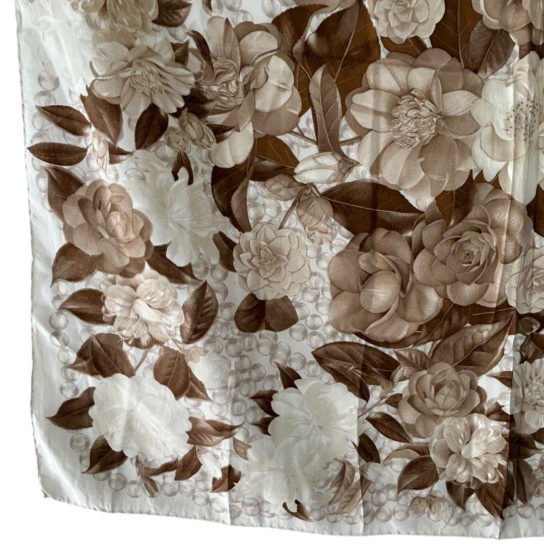 CHANEL シャネル　パール　ローズ　ベージュ　シルク　スカーフ