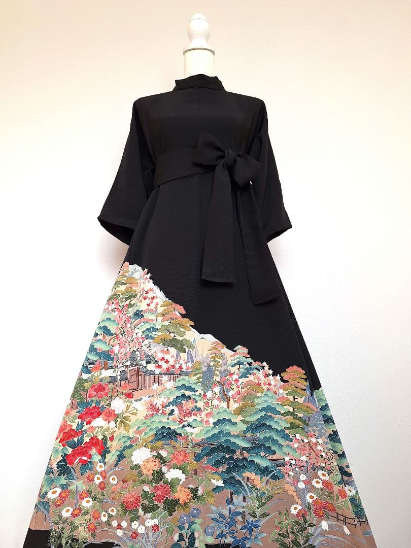 着物リメイクワンピース3693