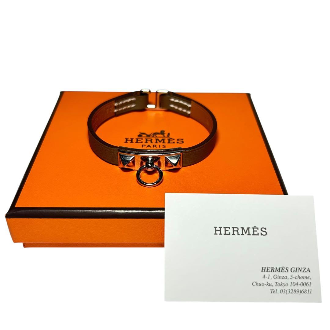 美品　HERMES エルメス　リヴァルミニ　レザーブレスレット　エトゥープ