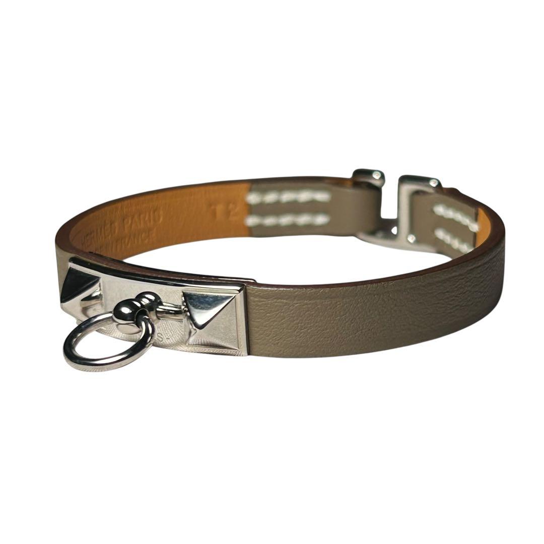 美品　HERMES エルメス　リヴァルミニ　レザーブレスレット　エトゥープ