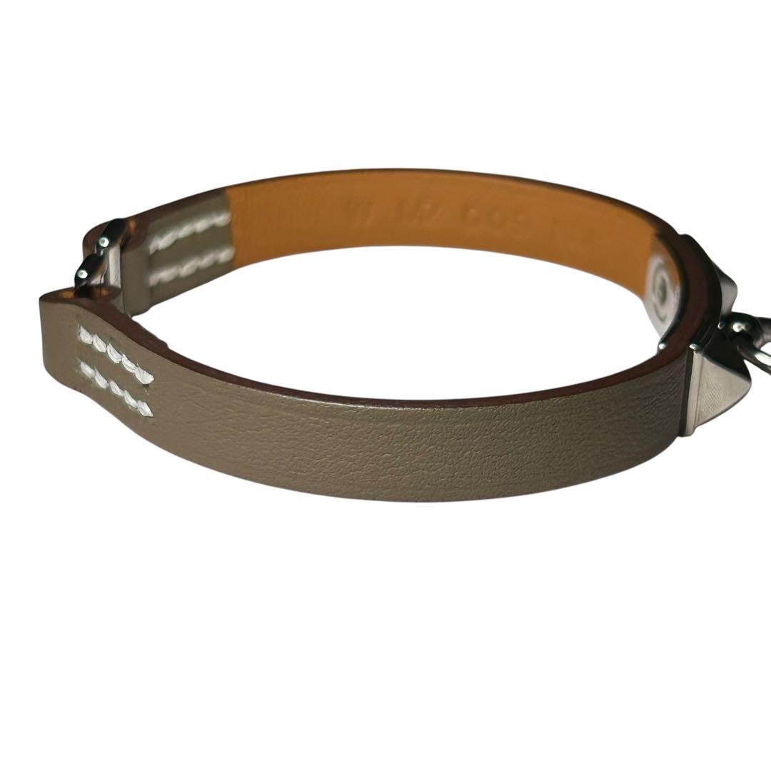 美品　HERMES エルメス　リヴァルミニ　レザーブレスレット　エトゥープ