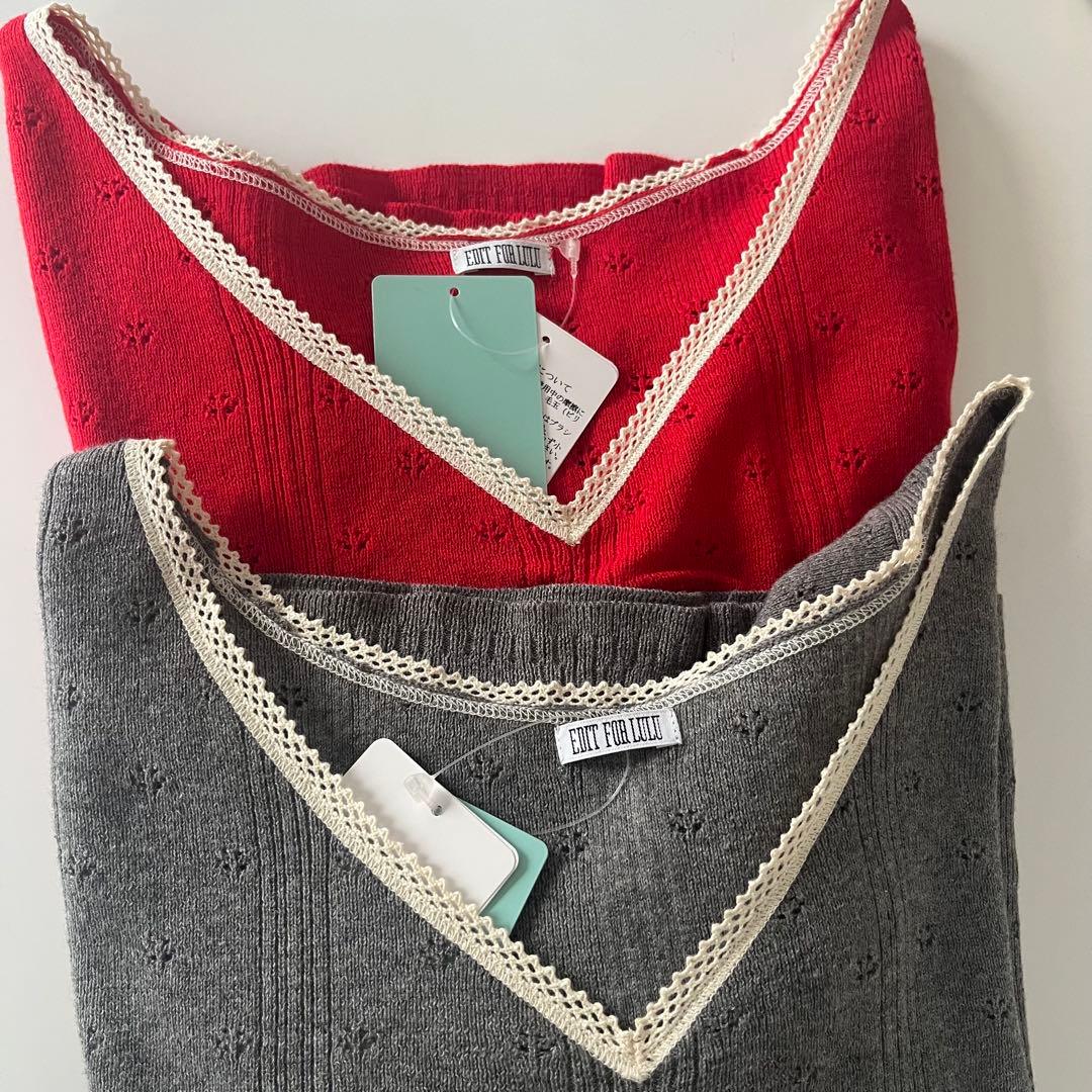 エディットフォールル　アイレットニット　赤