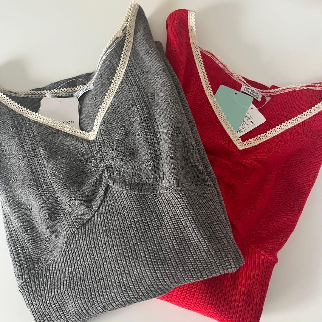 エディットフォールル　アイレットニット　赤