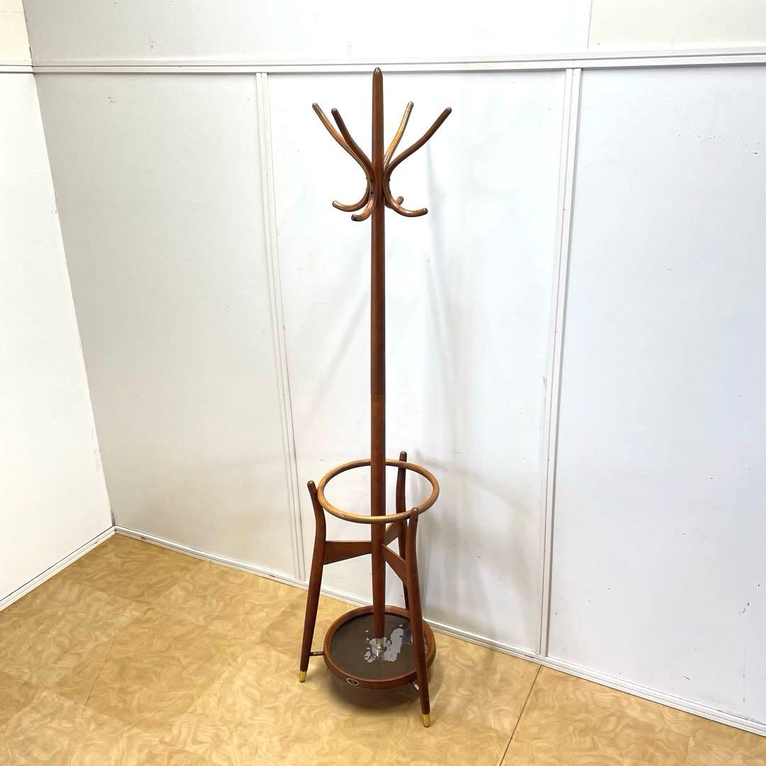 秋田木工 ポールハンガー② 木製コートハンガー 傘立て 洋服掛け ビンテージ