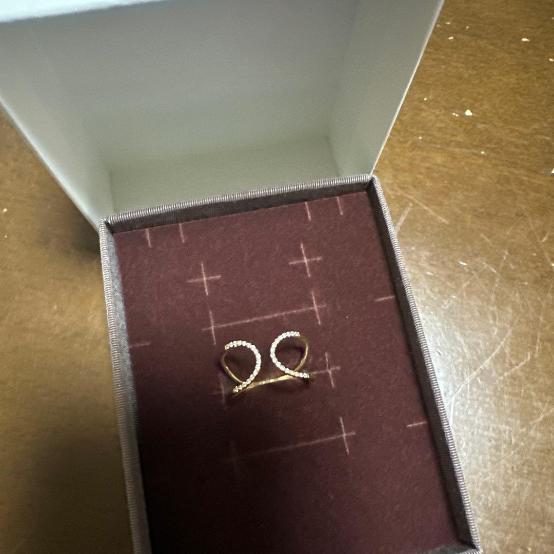 【ロミ様】ete K18YG パーティクル リング　ダイヤモンド0.1ct15号