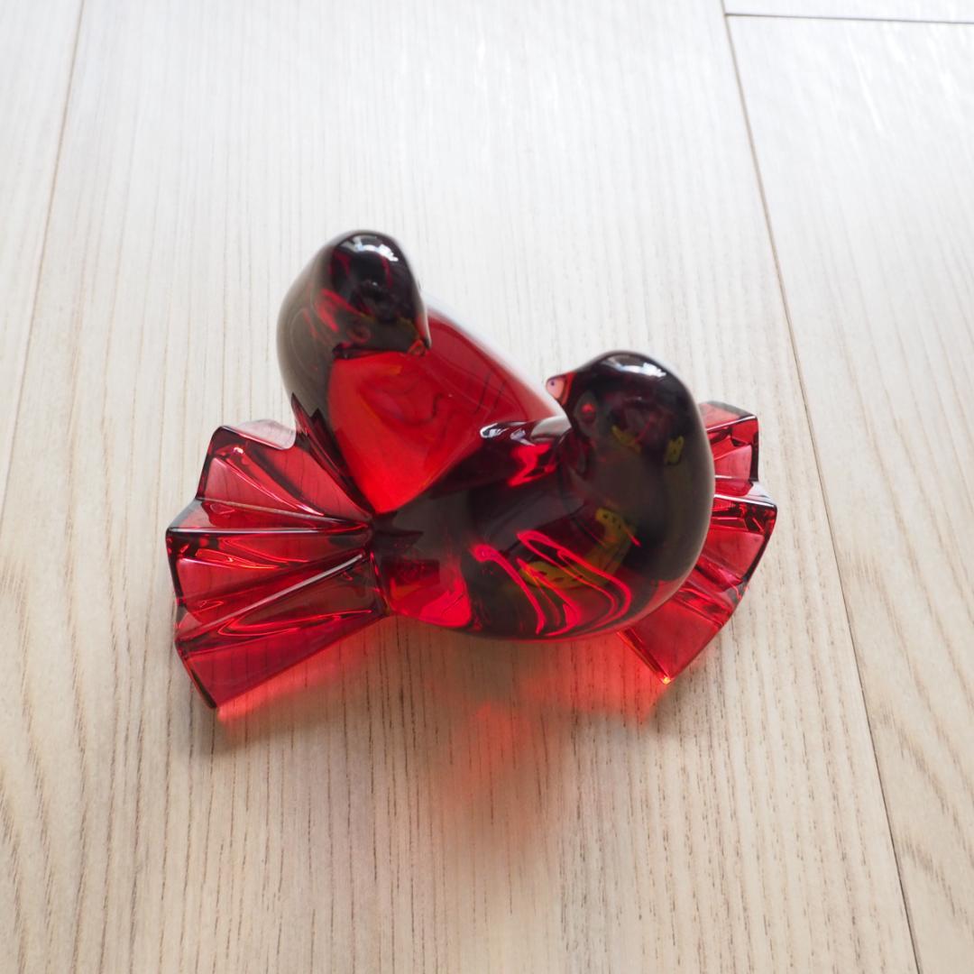 バカラ鳥　 Baccarat Crystal Loving Doves Ruby