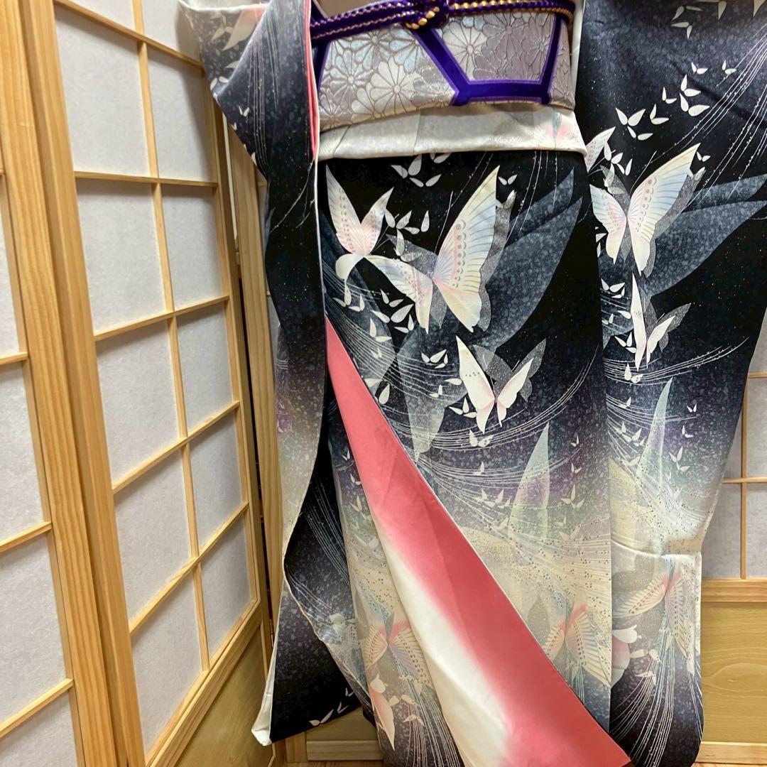 モカッチ様［7108］振袖 舞蝶文様 金銀彩 成人式 卒業式 正絹 着物 袷