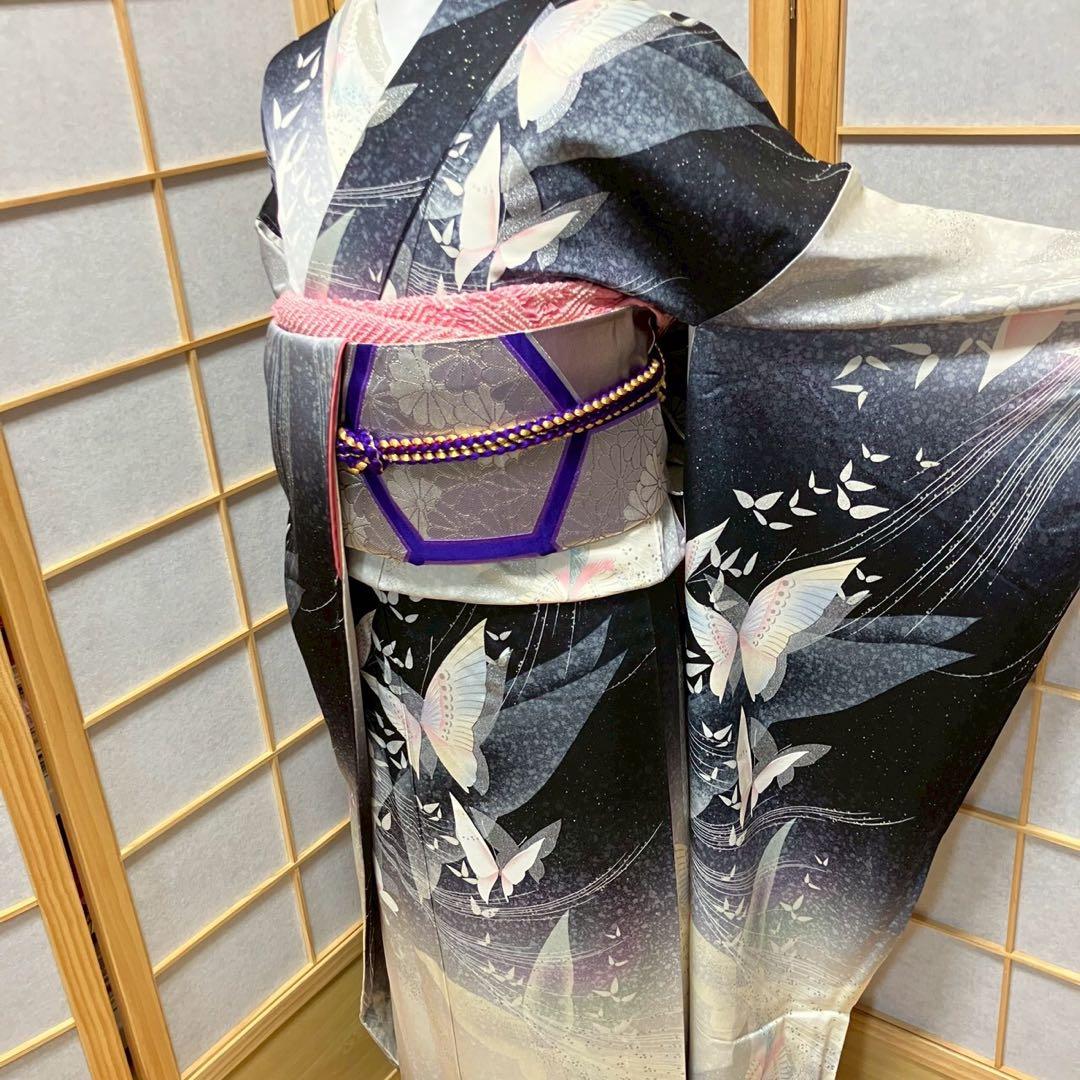 モカッチ様［7108］振袖 舞蝶文様 金銀彩 成人式 卒業式 正絹 着物 袷