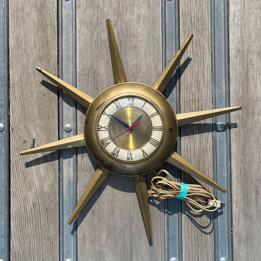 1950〜1960 UNITED Sunburst Clock 50s 60s