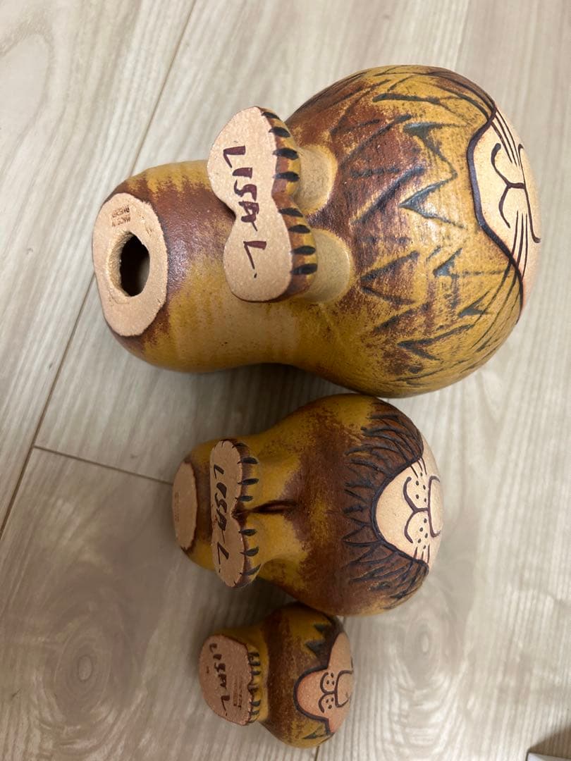 リサラーソン 木製ライオン置物セット（大・中・小）スウェーデン