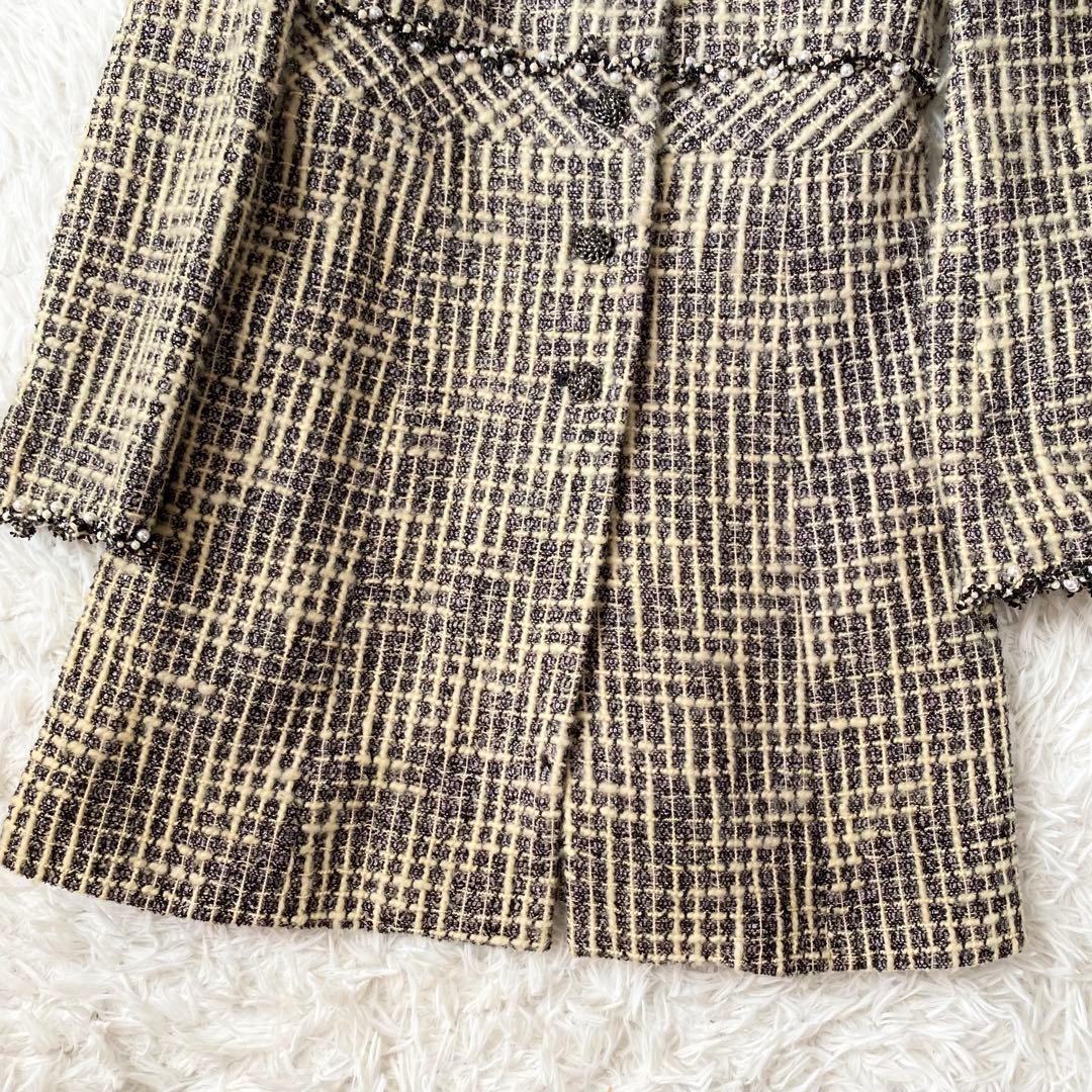 マッチ 極美品*Rene TISSUE社製 ツイードコート ノーカラー