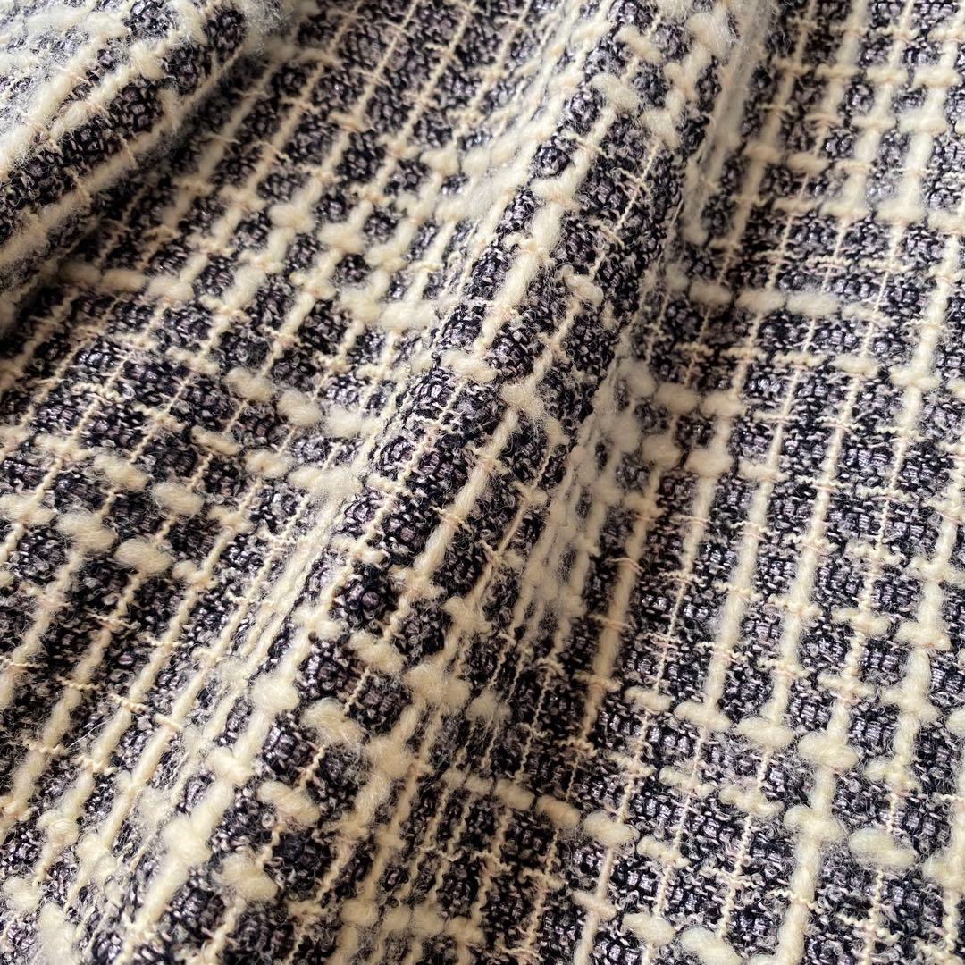 マッチ 極美品*Rene TISSUE社製 ツイードコート ノーカラー