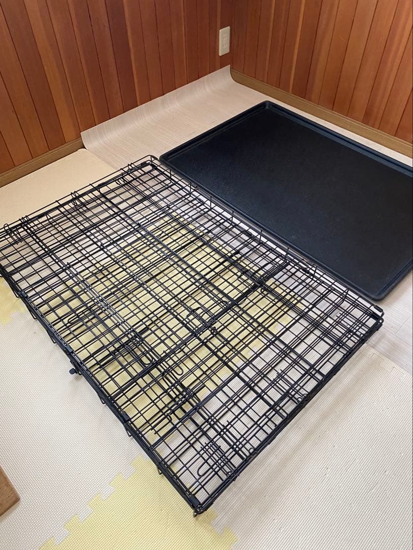 BLACK◆大型犬用折りたたみ金属ケージ