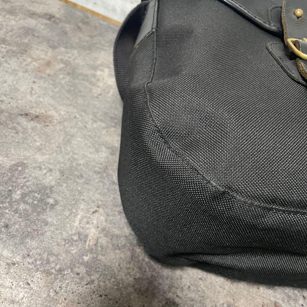 クオリティガンスリップス レザー PVC キャンバス ショルダーバッグ ブラック