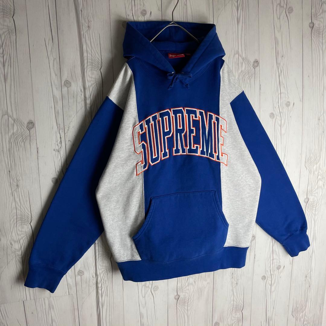 Supreme アーチロゴ パーカー コムドットゆうた着用 青 グレー