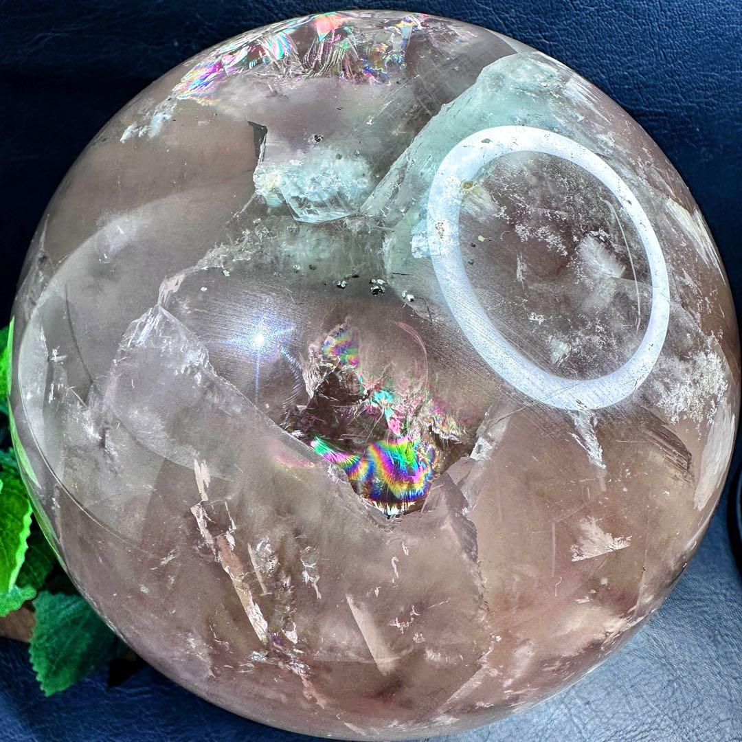 別格高級品 ❗️巨大❗️虹☆パイライト イン·フローライト❤︎スフィア 丸玉A1284