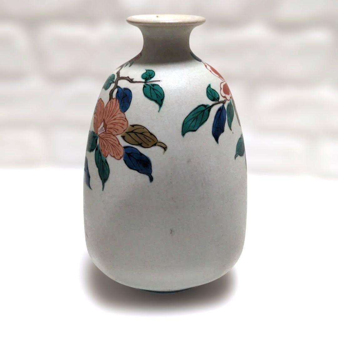 花瓶　九谷　花柄　鳥 花入れ　角福