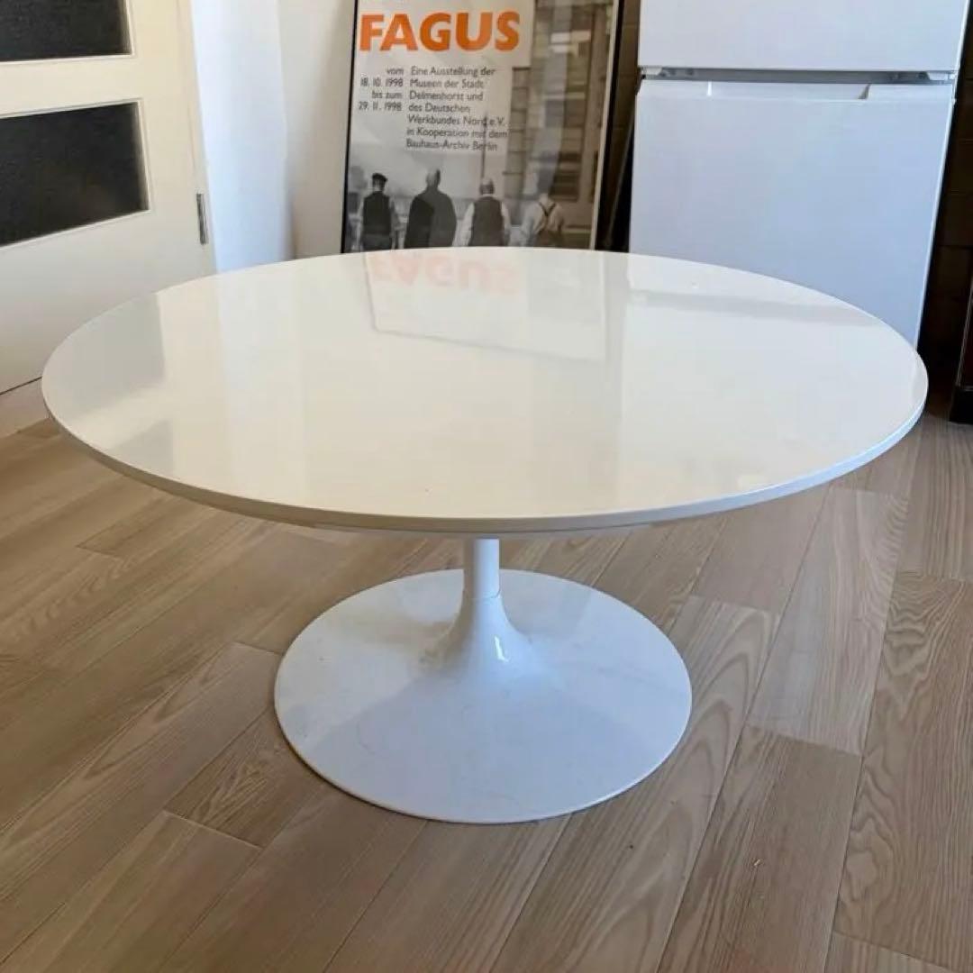 ⚠️引取り限定⚠️　ホワイト円形　チューリップ　ローテーブル