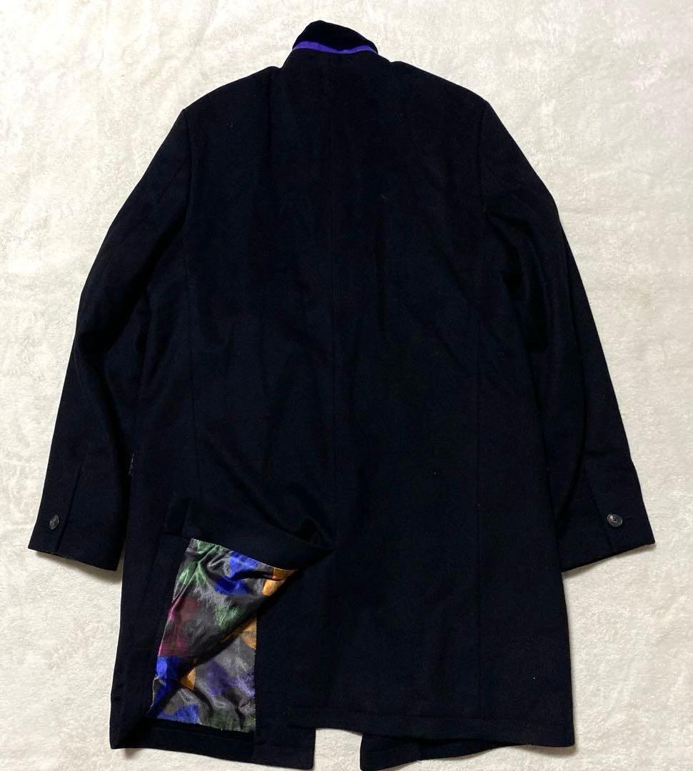 ✨希少✨ TED BAKER ロングチェスターコート　黒　マルチカラー　総柄