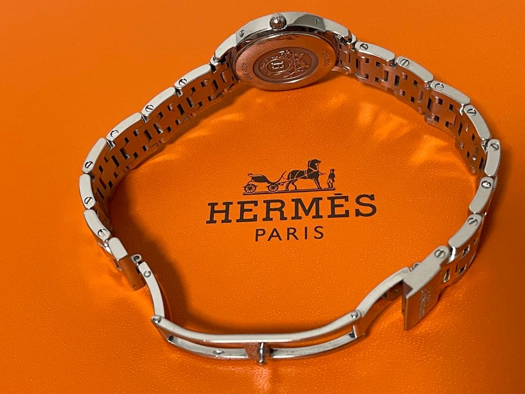 HERMESエルメスクリッパーナクレダイヤベゼルシェル文字盤コンビ腕時計