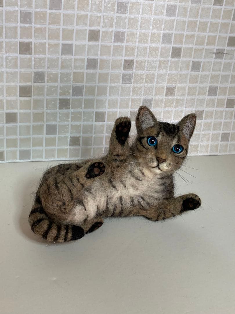 受注商品 キジトラ 子猫 猫 戯れてる 羊毛フェルト ハンドメイド