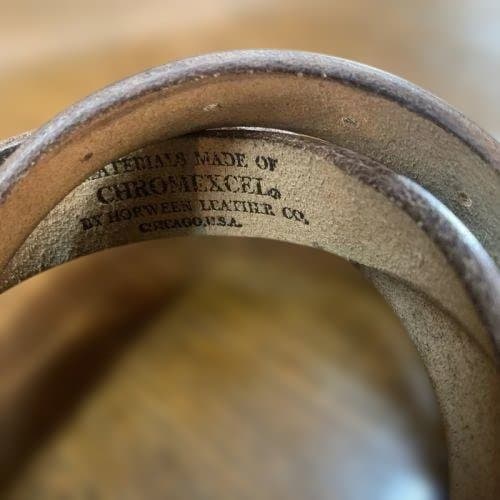 アートブラウン社　クロムエクセルレザー　4ピースタイトベルト 黒　茶芯　W３８