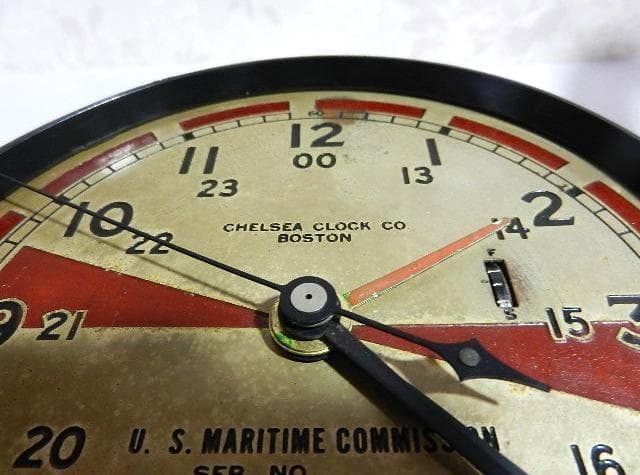米国チェルシー社１９４０年代製ゼンマイ式船舶時計（「米国海事委員会」名入り）