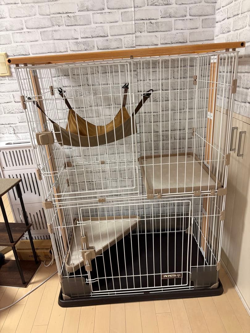 コジマ　ウッドワンサークル キャット 2段 KJセット　猫ケージ　ハンモック付き