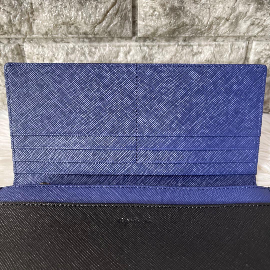 【新品未使用】アニエスベー　agnes b.プレートロゴ　レザー　かぶせ長財布