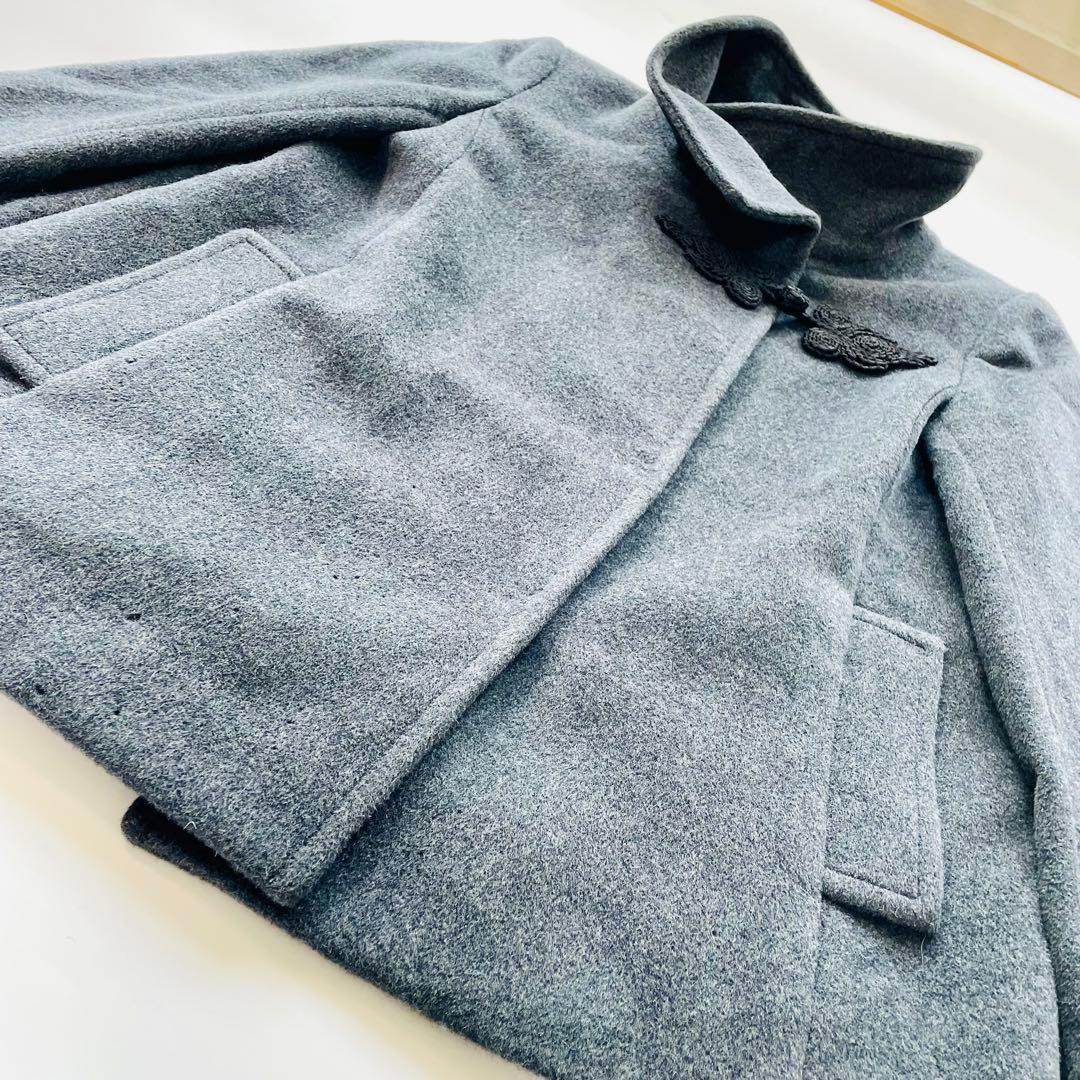 VIVIENNE TAM アンゴラ混 スタンドカラージャケット チャイナ グレー