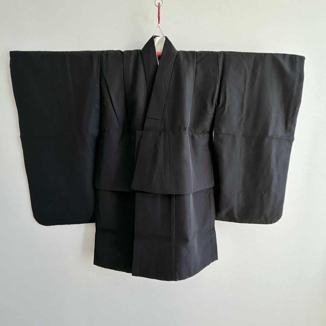 セット　七五三　5歳　男の子　羽織　袴　長着　長襦袢　帯　草履　グレー水色黒