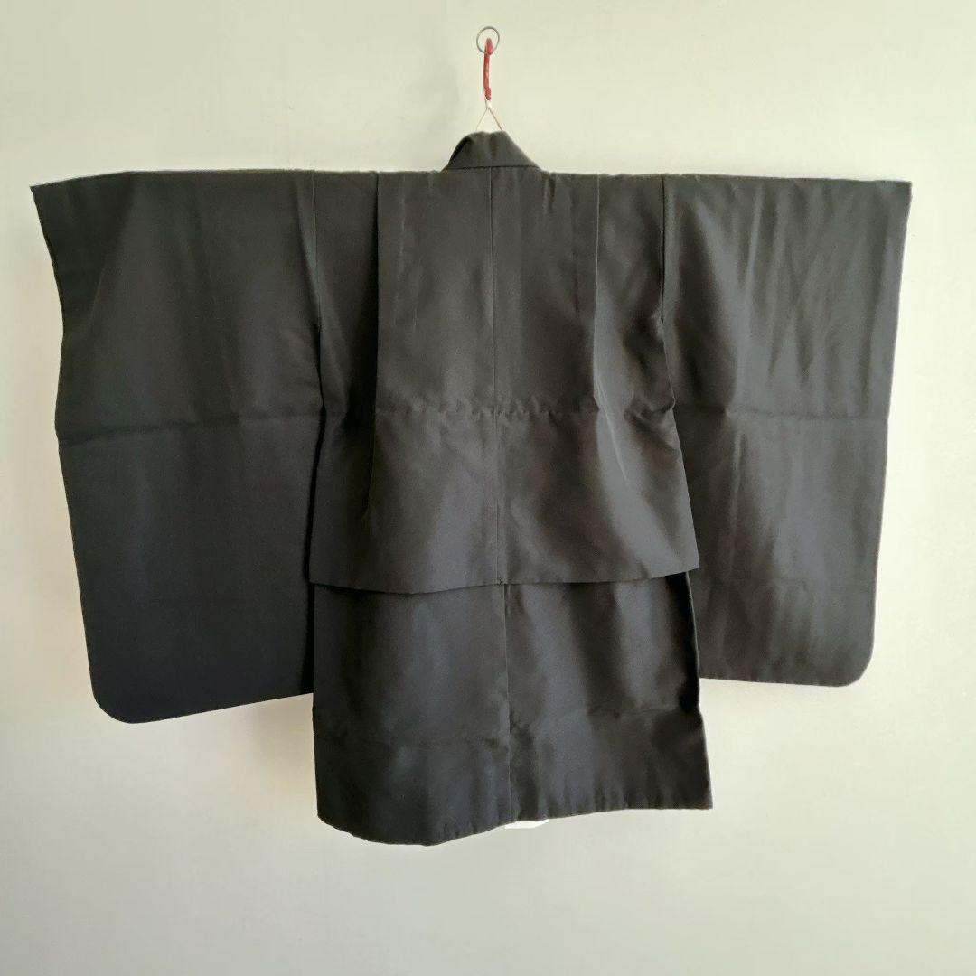 セット　七五三　5歳　男の子　羽織　袴　長着　長襦袢　帯　草履　グレー水色黒