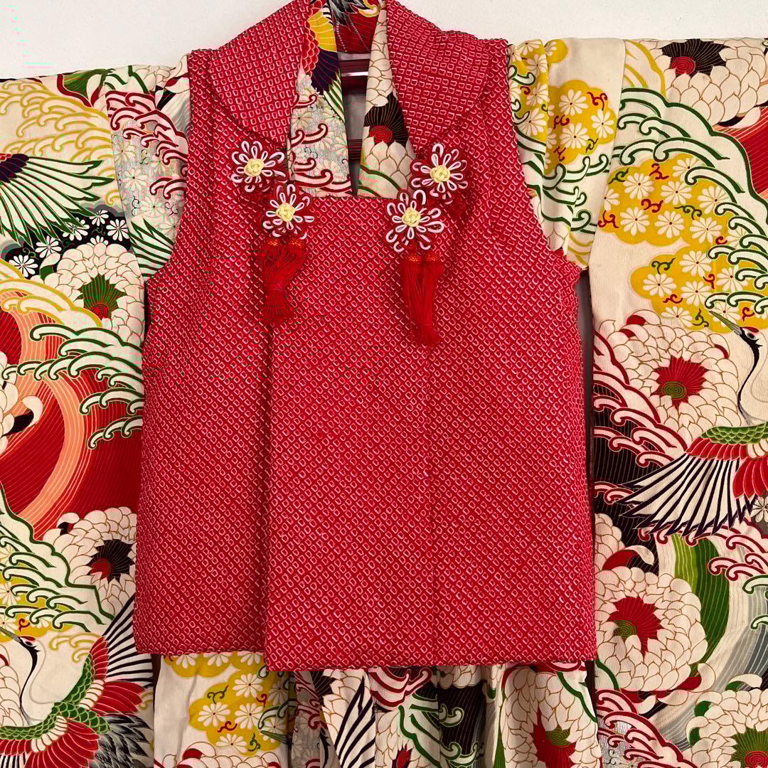 アンティーク　七五三　3歳　着物　被布コートビーズバック　草履セット☆