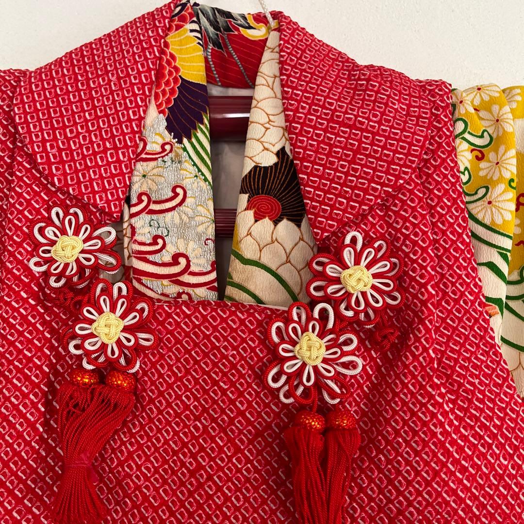 アンティーク　七五三　3歳　着物　被布コートビーズバック　草履セット☆